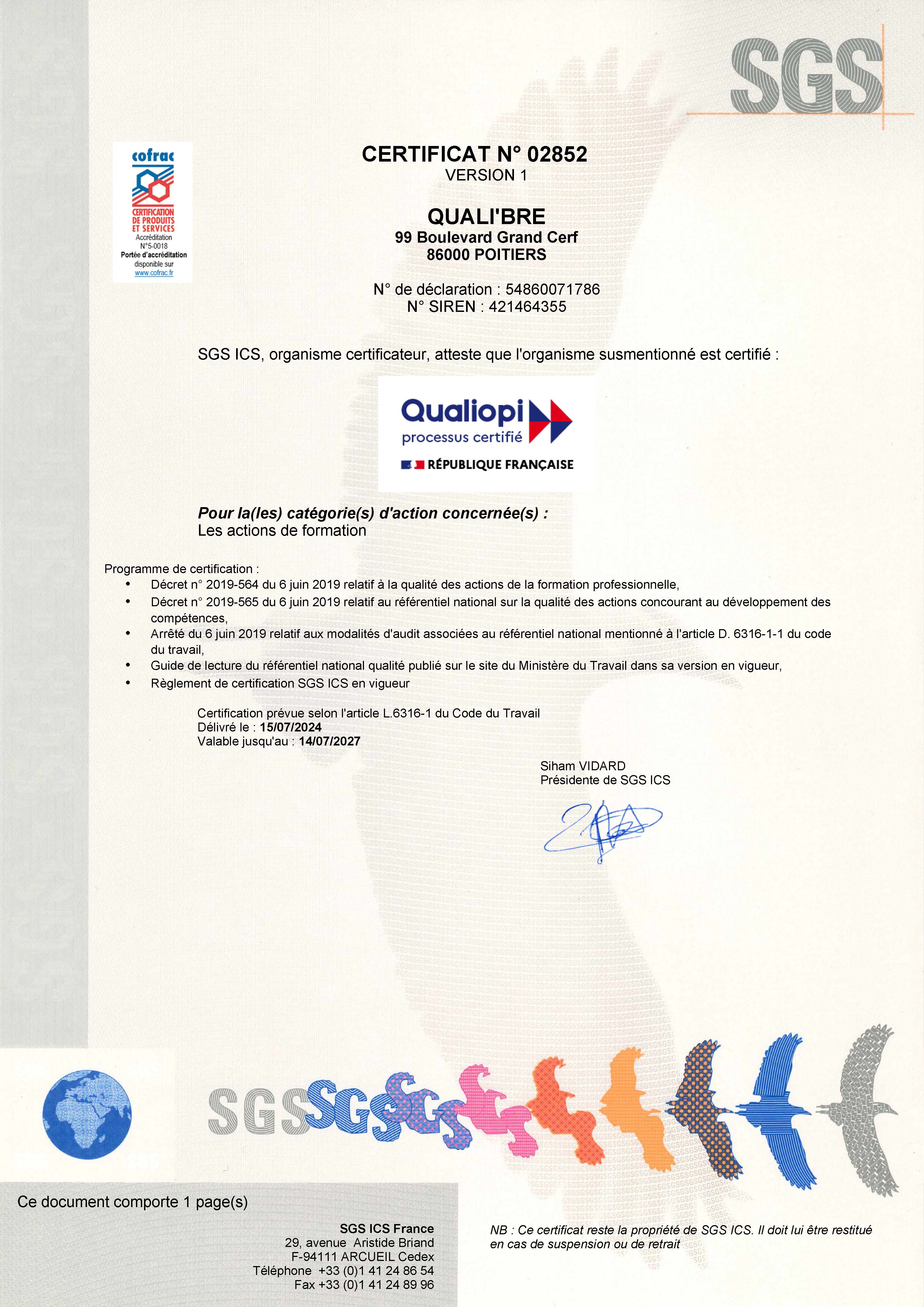 diplome certifiant Qualiopi